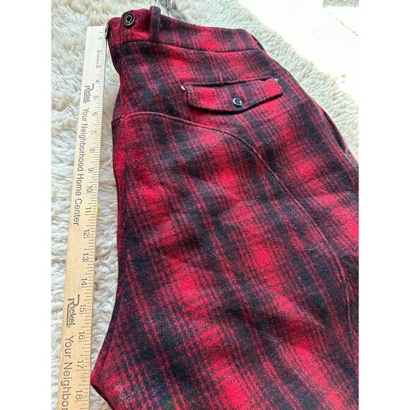 Vintage WOOLRICH Mackinaw Wool Hunting Pants Breech plaid Buffalo Oxblood USA - Picture 11 of 15